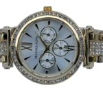 Michael Kors White Dial Chronograph Watch with Gold-tone Bracelet and Crystal Accents