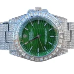 Rolex Datejust Green Dial Fully Iced Out Diamond Stainless Steel Automatic Men’s Watch