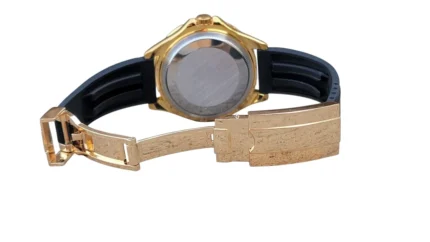Rolex Submariner Black Dial Gold Bezel Rubber Strap Automatic Men’s Watch